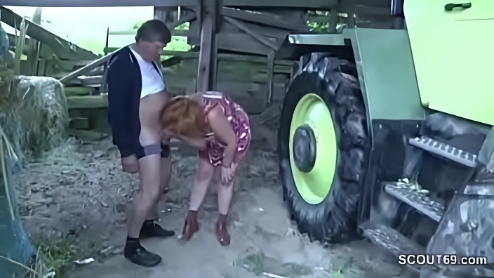 German Milf Mom and Dad Fuck Outdoor on farm