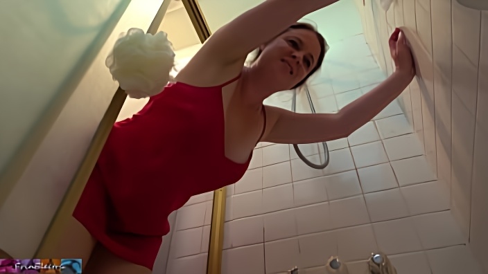 She offers up anal sex to her stepson while bent over cleaning