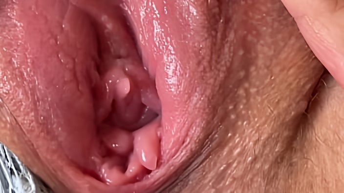 Close-up wet juicy pussy spreading, teen bitch ready to fuck