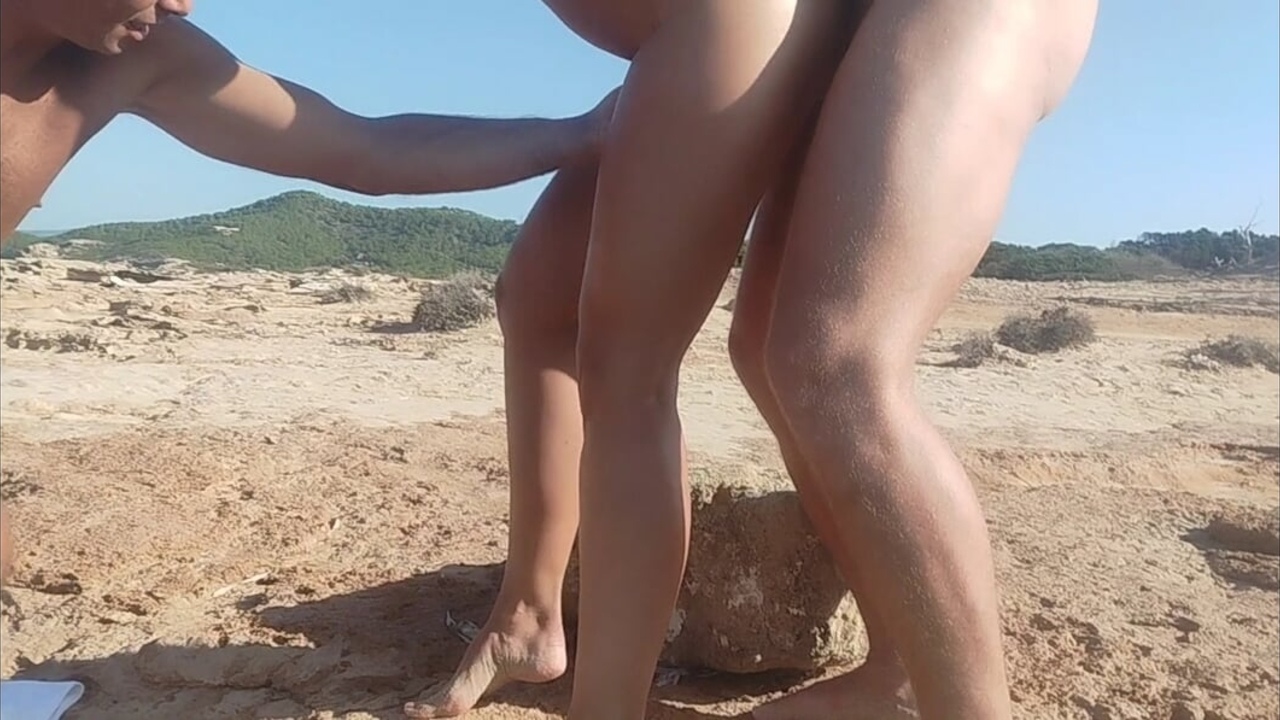blowjob and sex on a nudist beach, a stranger joins me