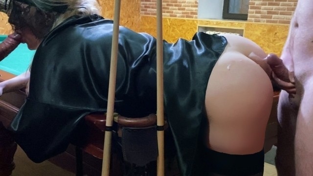 Hot MILF Ardentina gets two cocks on the pool table