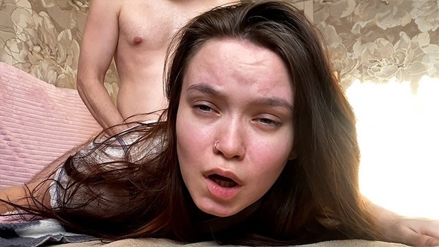 My neighbor fucks me roughly. I scream loudly and cum many times from his big dick